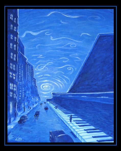 rhapsody in blue Rhapsody In Blue, Music Studio, Music Concert, Marching Band, Blue Art, Life Is Beautiful, Acrylic Paint, Airplane View, Surrealism