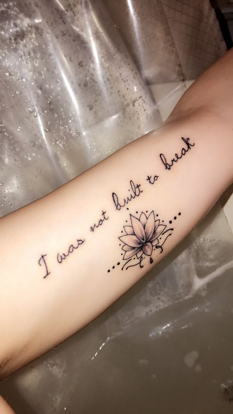 Inspirational tattoos, lotus,  word tattoo Lotus Word Tattoo, I Was Not Built To Break Tattoo, Cute Tattoos With Meaning Inspiration, Healing Tattoos For Women, Tattoos Lotus, Tattoo 2022, Cute Tattoos With Meaning, Words Inspiration, Simple Tattoos For Women