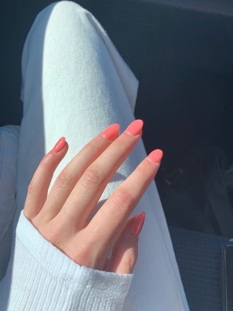 Salmon Nail Color, Salmon Nails, Solid Color Nails, Pink Skin, Summer Nails Colors, Dipped Nails, Salmon Color, Nails Inspo, Clean Beauty