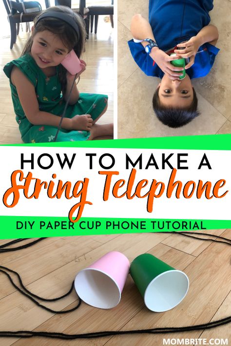 Remember making a paper cup phone during elementary school? This fun STEM activity is a great way to explain how traditional phones actually work using just paper cups you already have at home! Check out this fun kids activity you'll also enjoy doing while reliving childhood memories...  #STEMPreschoolActivity #DIYStringTelephone #PaperCupPhoneKidsActivity Phone Craft Preschool, Paper Cup Phone, Preschool Steam, Spring Stem, Paper Cup Crafts, Fun Stem Activities, Phone Craft, Kids Activities At Home, Senses Activities