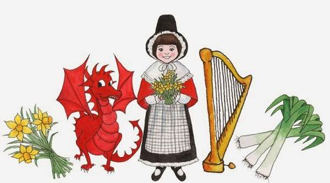 Wishing-You-Happy-St-Davids-Day-Greetings-Card-Image Welsh Symbols, St Davids Day, Celtic Dress, New Birth, Saint David, Love Quotes Funny, Motivational Sayings, Period Costumes, Birth Month Flowers