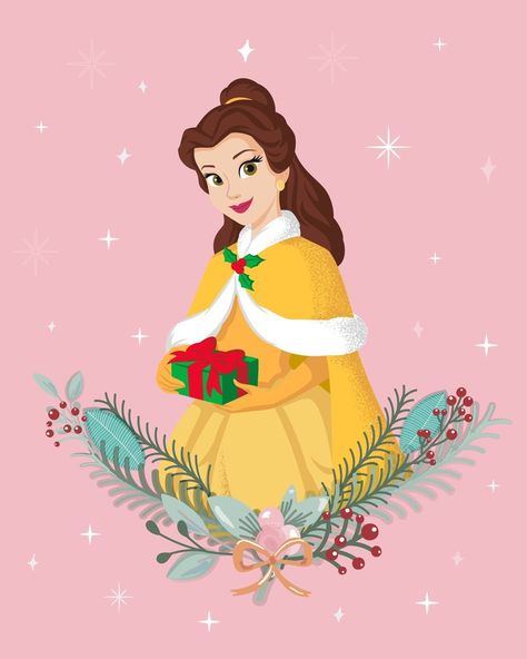 It truly is the fairest season of them all! ❄️ Head to our stories for a new Princess Winter wallpaper! | Instagram Belle Drawing, Disney Merry Christmas, Disney Princess Villains, Belle And Beast, Disney Paintings, Merry Christmas Wallpaper, New Disney Princesses, Merry Christmas Pictures, Disney Icons