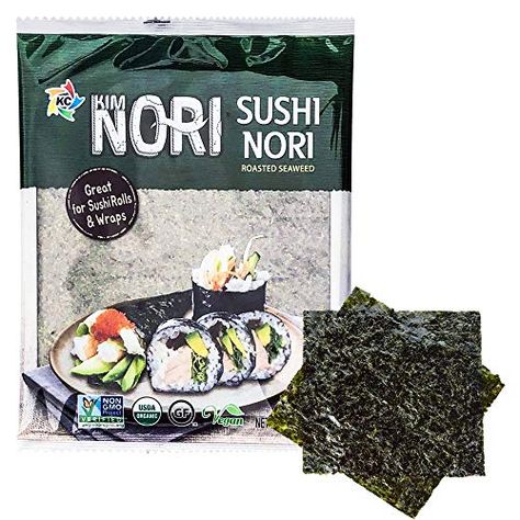 KIMNORI Sushi Nori Seaweed Sheets – 10 Full Size USDA Organic Yaki Roasted Rolls Wraps Snack 100% Natural Laver Gluten Free No MSG Non GMO Vegan Kosher 25 Gram 0.88 Ounce 김 のり 海苔 紫菜 Check more at https://megadealcatcher.com/kimnori-sushi-nori-seaweed-sheets-10-full-size-usda-organic-yaki-roasted-rolls-wraps-snack-100-natural-laver-gluten-free-no-msg-non-gmo-vegan-kosher-25-gram-0-88-ounce-%ea%b9%80-%e3%81%ae/ Nori Sushi, Sushi Nori, Sushi Wrap, Snack Wrap, Nori Seaweed, Usda Organic, Non Gmo, Food Items, Gourmet Recipes