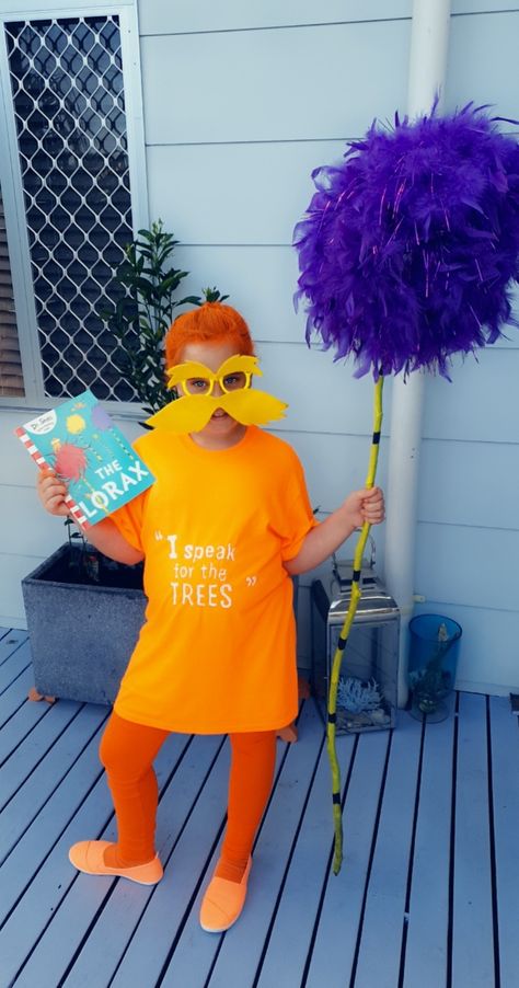 Lorax Dress Up Day, Lorax Book Week Costume, Lorax Dress Up, Dr Seuss Book Costumes, Dr Seuss Book Week Costume, The Lorax Diy Costume, Bookday Costume Ideas, Easy Lorax Costume, Kids Book Week Costumes