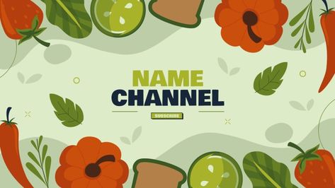 Food Youtube Banner, Healthy Food Restaurant, Channel Banner, Healthy Restaurant Food, Youtube Banner Design, Youtube Banner Template, Food Channel, Food Wallpaper, Youtube Banner