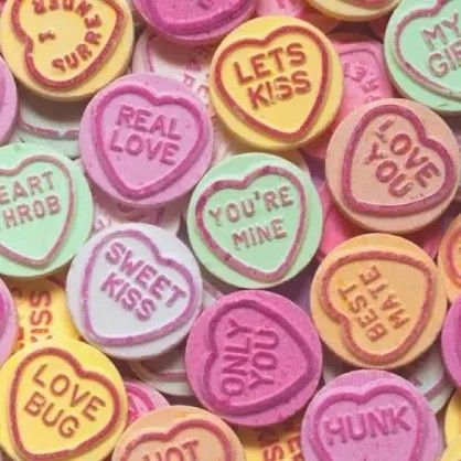 Swizzels Love Hearts, Pastel Jewellery, Heart Sweets, Iced Gems, Valentines Gift Idea, Love Heart Sweets, Record Painting, Pastel Jewelry, Retro Sweets