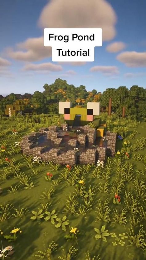 Minecraft Frog Pond Tutorial | Pinterest Minecraft Frog Pond, Minecraft Frog, Minecraft Fountain, Minecraft Earth, Cottage Minecraft, Minecraft Kingdom, Cottagecore Minecraft, Frog Pond, Minecraft Banner Designs