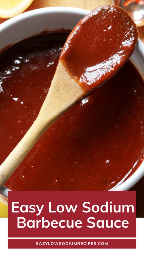 Head over to the blog for the recipe to this delicious low-sodium barbecue sauce. It features all the flavors of traditional barbecue sauces without all the unnecessary sodium. Low Sodium Pizza Sauce Recipe, Low Sodium Deserts, Low Sodium Dressing Recipes, Low Sodium High Protein Meals, Low Sodium Barbecue Sauce Recipe, Low Sodium Bbq Sauce Recipe, Low Sodium Crockpot Recipes, Low Sodium Bbq Sauce, Low Sodium Spaghetti Sauce