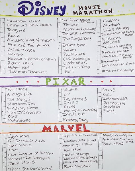 Disney Pixar Marvel Movie List, Disney Plus Series List, Disney Film Checklist, Disney Checklist Movie, Old Disney Movies List, Movies To Watch Disney Plus, Things To Watch On Disney Plus, Underrated Disney Movies, Disney Movie List In Order