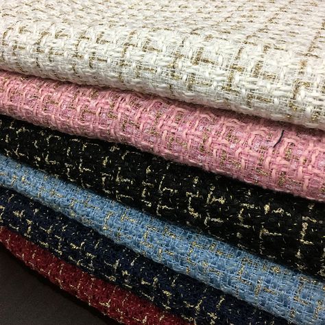 Fabric "Chanel style tweed autumn winter coat fabric" - NBprintex - Custom Fabrics for Retail and Wholesale How To Draw Tweed Fabric, Winter Fabric Texture, Tweed Fabric Texture, Tweed Aesthetic, Chanel Tweed Fabric, Different Fabric Textures, Channel Fabric, Chanel Fabric, Tweed Fashion