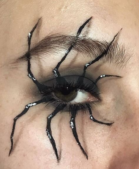 M A K E U P   H O O D on Instagram: “Spider eye 🕷 ⠀⠀⠀⠀⠀⠀⠀⠀⠀ 🎨:@zuziasiemaluje ⠀⠀⠀⠀⠀⠀⠀⠀⠀ d e t a i l s : @zoevacosmetics Matte palette (Nighthawk, Across The Street)…” Pelottava Halloween, Spider Makeup, Obličejové Masky, Makeup Zombie, Halloweenský Makeup, Halloween Make-up Looks, Makeup Memes, Halloween Eye Makeup, Funny Random