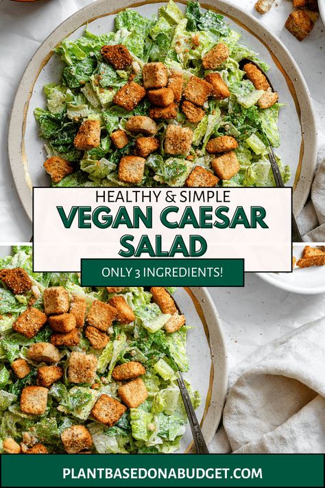 Vegan Caesar Salad Vegan Ceasar Salad Recipes, Vegan Cesar, Vegan Cesar Salad, Vegan Ceasar Salad, Vegan Kabobs, Vegan Caesar Salad, Vegan Caesar, Roasted Red Pepper Soup, Classic Caesar Salad