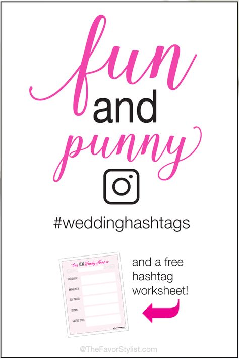 Are you you looking for ideas and inspiration for funny pun wedding hashtags? Download our free worksheet and follow the steps to create your own! #weddinghashtags, #bridalhashtag, #hashtaghelp Bachelorette Hashtag Ideas, Hashtags For Weddings, Wedding Hashtag Ideas Generator, Funny Wedding Hashtags, Bachelorette Hashtags, Bachelorette Party Hashtags, Funny Hashtags, Wedding Hashtag Ideas, Wedding Hashtag Generator