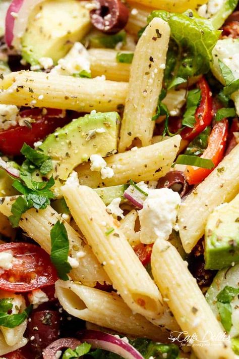 Lemon Herb Pasta, Lemon Herb Dressing, Herb Pasta, Mediterranean Pasta Salad, Vegetarian Pasta Salad, Herb Dressing, Mediterranean Pasta Salads, Salad Inspiration, Pasta Salad Dressing