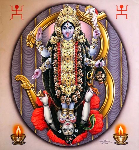 Kodungallur Amma, Maa Mahakali, Hindu Paintings, Dus Mahavidya, Durga Maa Pictures, Mahakali Maa, Mata Kali, Kali Yantra, Hindu Cosmos