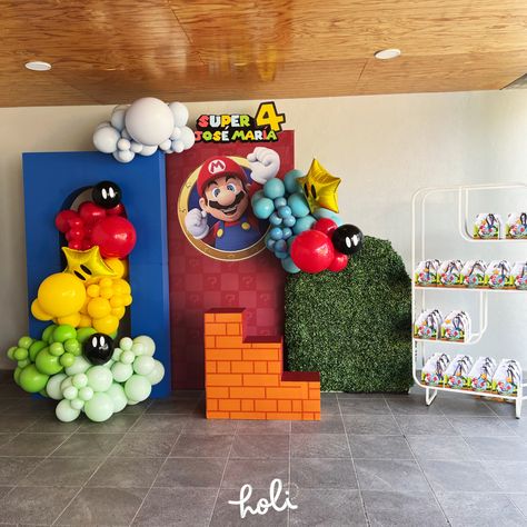 Mario Bros Backdrop, Super Mario Backdrop, Mario Bros Birthday Party Ideas, Super Mario Bros Birthday Party, Mario Bros Birthday, Mario Bros Party, Super Mario Birthday Party, Space Theme Party, Mario Birthday Party