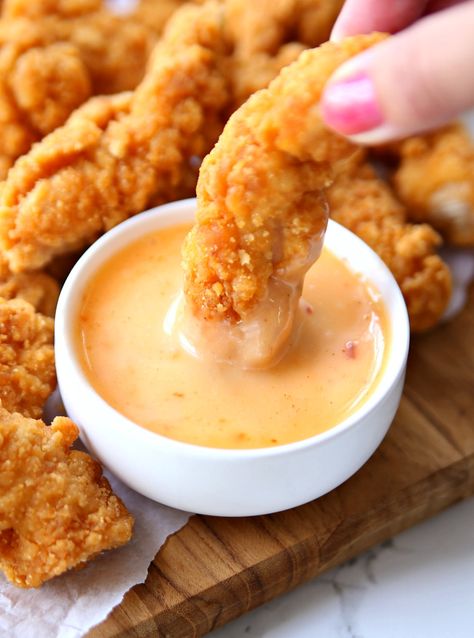 #ad LOVE how easy these Tyson Crispy Chicken Strips are to make! Not only are they crispier than before but I can serve them with this easy, 5-minute Bang Bang dipping sauce for a quick dinner and appetizer. Clip the digital Publix coupon to save $1.50 on your next purchase. Chicken Strip Sauce Recipes, Chicken Strip Dipping Sauce, Chicken Tenders Dipping Sauce Recipes, Dip Sauces, Chicken Strip Dipping Sauce Recipes, Chicken Wings Dip, Chicken Tenders Dipping Sauce, Sauce For Crispy Chicken, Chicken Strip Sauce