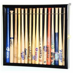 Small Mini 18" Baseball Bat Display Case Cabinet w/ UV Protection<br>4 WOOD COLORS! Baseball Bat Display, Bat Display, Baseball Display Case, Bat Baseball, Shadow Box Display Case, Baseball Display, Custom Rods, Hardwood Doors, Baseball Bats