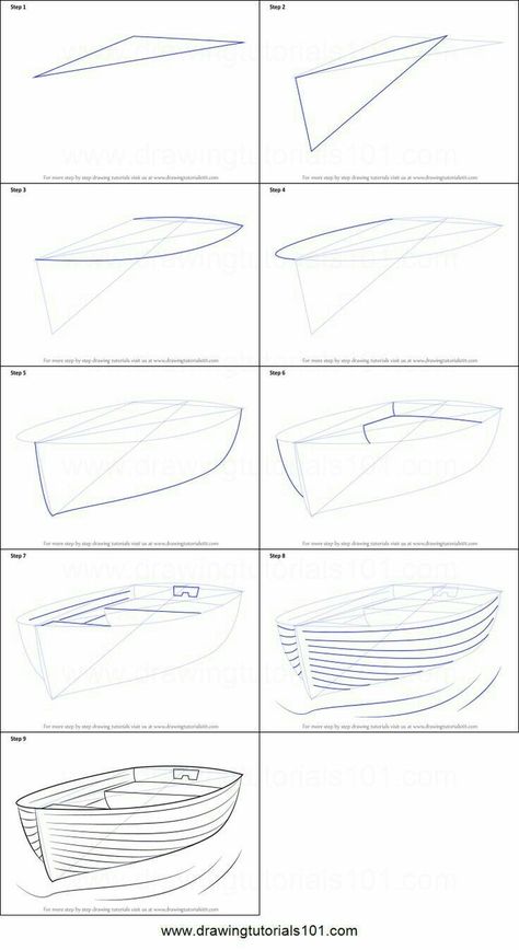 Beach Lighthouse Painting, Drawing Boats Step By Step, Drawing Boats Ideas, How To Draw Boats, How To Draw Boats Step By Step, How To Draw The Beach, Boat On Water Drawing, Small Boat Drawing, How To Draw A Boat