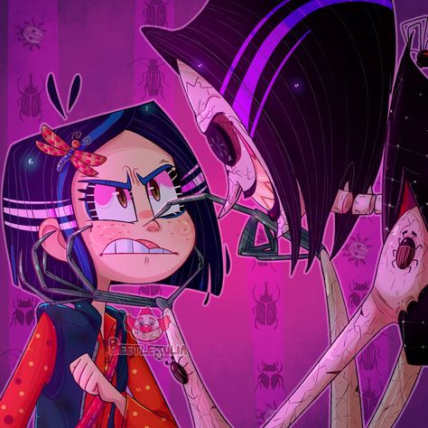 Nostalgia Halloween, Creepy Cartoon, Drawing Horror, Halloween Fanart, Laika Studios, Coraline Art, Coraline Aesthetic, Coraline Jones, Tim Burton Movie