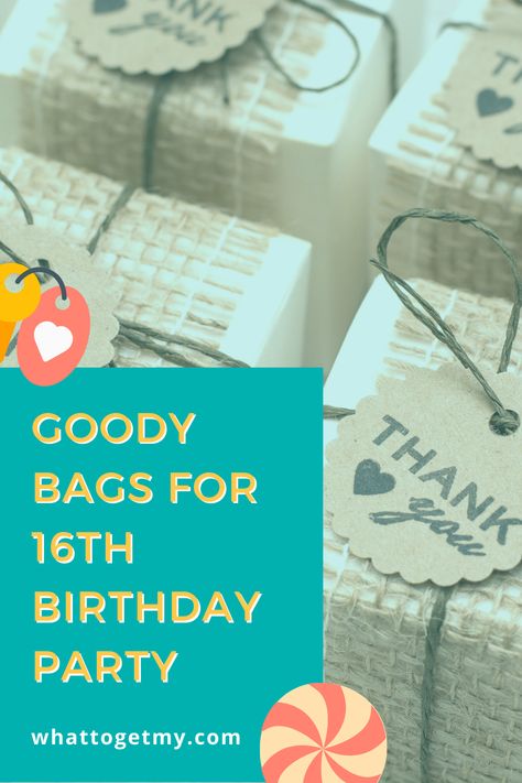 Party Favor Ideas For Sweet 16, Sweet 16 Party Gifts For Guests, Birthday Dinner Favors, What To Put In Goodie Bags, Diy Sweet 16 Party Favors, 16 Birthday Party Favors, Sweet Sixteen Party Favors Ideas, Sweet 16 Favor Ideas, Teen Goodie Bag Ideas