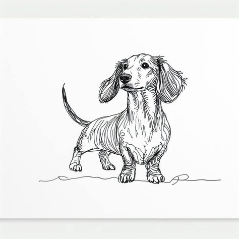 Wiener Dog Doodle, Weener Dogs Drawing, Long Haired Dachshund Drawing, Daschund Drawing, Wiener Dog Drawing, Weiner Dog Drawing, Sausage Dog Drawing, Dachshund Dog Drawing, Weiner Dog Art