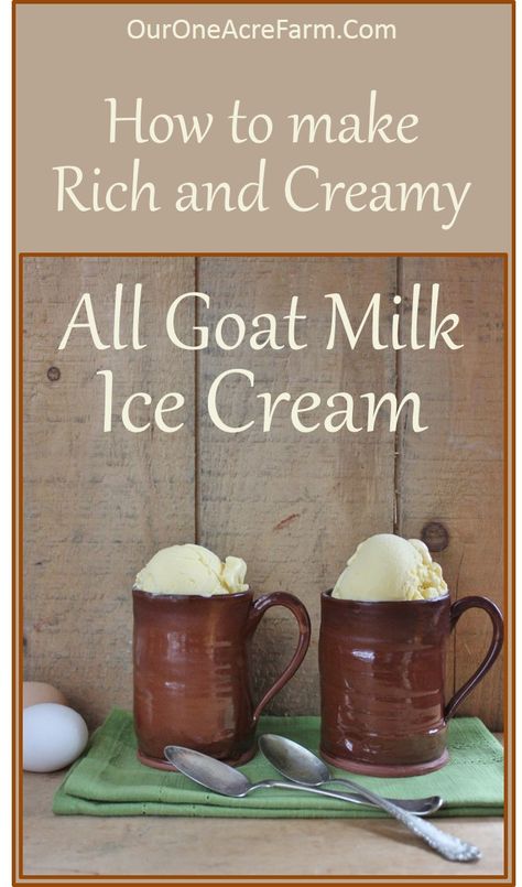 You CAN make rich and creamy goat milk ice cream, without any cow milk products! Read about the interesting tricks used here, and use these recipes to make BOTH vanilla and chocolate goat milk ice cream! Goat Milking, Goat Milk Recipes, Goat Recipes, Milk Products, Goat Cheese Recipes, Vanilla Recipes, Cow Milk, Milk Ice Cream, Ice Cream Base