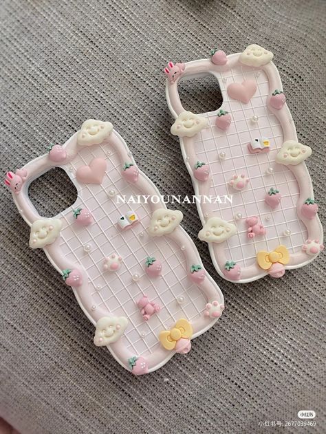 Decoden Case Ideas, Handmade Phone Case Ideas, Deco Den Phone Case, Kawaii Phone Case Diy Whipped Cream, Deco Cream Phone Case, Custom Phone Cases Diy, Decoden Phone Case Simple, Cinnamoroll Decoden Phone Case, Brown Decoden Phone Case