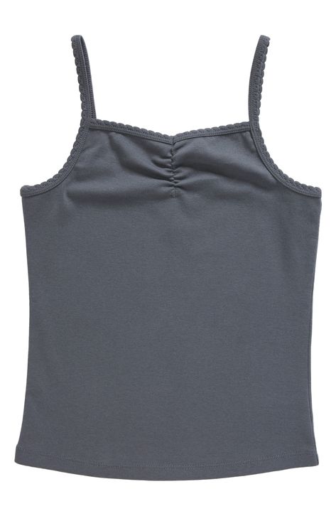 Front ruching and scalloped trim add winning style points to this kid-size tank cut from soft stretch-enhanced cotton-blend jersey. 17" length (size Medium) 57% cotton, 37% polyester, 6% spandex Machine wash, tumble dry Imported India Ink, Scalloped Trim, Big Kids, Nordstrom Rack, Cotton Blend, Nordstrom, Tank Top, Spandex, Size Medium