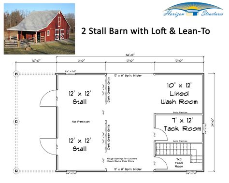 2 or 3 modular barn with loft and lean-to.  Delivered in prefab sections.  Setup and ready to use in 2-3 days.  Starting at about $40k.  Request a quote online. Small Horse Barn Plans, Miniature Horse Barn, Barn With Loft, Small Horse Barns, Pitch Roof, Barn Layout, Barn Plan, Horse Barn Designs, Dream Horse Barns