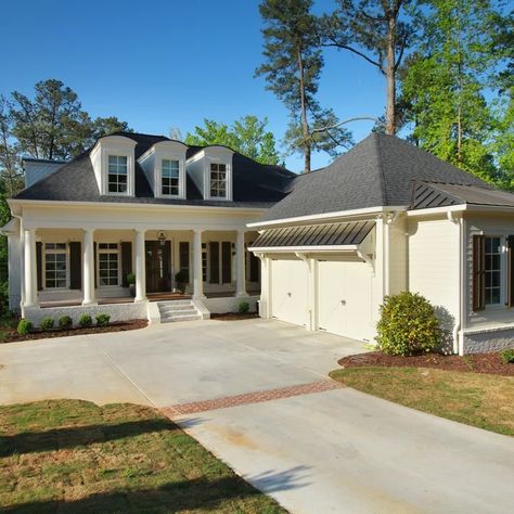 White Brick Exterior - Photos & Ideas | Houzz White Siding With Red Brick, White Brick Porch, White Brick Exterior, Brick Exterior Makeover, Brick Porch, White Exterior Houses, Painted Brick House, Exterior Home Design, White Siding