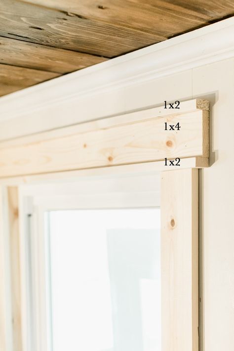 Easy DIY Custom Window Trim – Cottonwood Shanty Trim Windows Diy, French Farmhouse Window Trim, Townhome Upgrades, Diy Window Sill, Window Trim Ideas Interior, Window And Door Trim, Wood Window Trim, Wood Window Sill, Farmhouse Window Trim