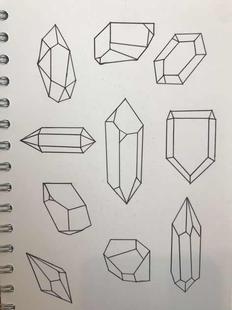 Simple Crystal Drawing, How To Draw Gems, How To Draw Crystals, Gem Stone Drawing, Crystals Drawings, Drawing Gemstones, Gemstones Drawing, Gems Drawing, Gemstone Drawing