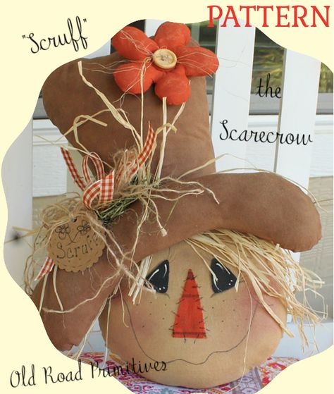 Making Scarecrows, Fall Pillows Diy, Scarecrow Pattern, Primitive Scarecrows, Fall Yard Decor, Scarecrow Doll, Scarecrow Face, Fall Wood Crafts, Fall Pumpkin Crafts