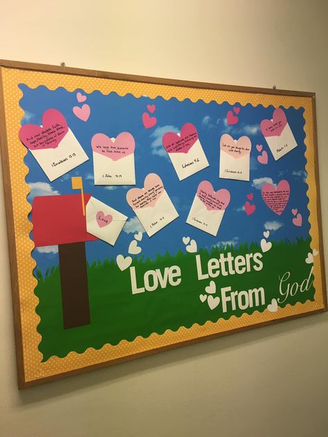 God Is Love Bulletin Board, Religion Bulletin Boards Catholic, Love Letters From God Bulletin Board, Love Letters From God, Jesus Bulletin Boards, Christian School Bulletin Boards, Catholic Bulletin Boards, Letters From God, Valentine Bulletin Boards