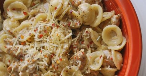 Norcina Pasta, Creamy Italian Sausage Pasta, Italian Sausage Recipes Pasta, Sausage Pasta Recipe, Mushroom Cream Sauce, Sausage Pasta Recipes, Italian Sausage Pasta, Mushroom Cream Sauces, Recipe For Dinner