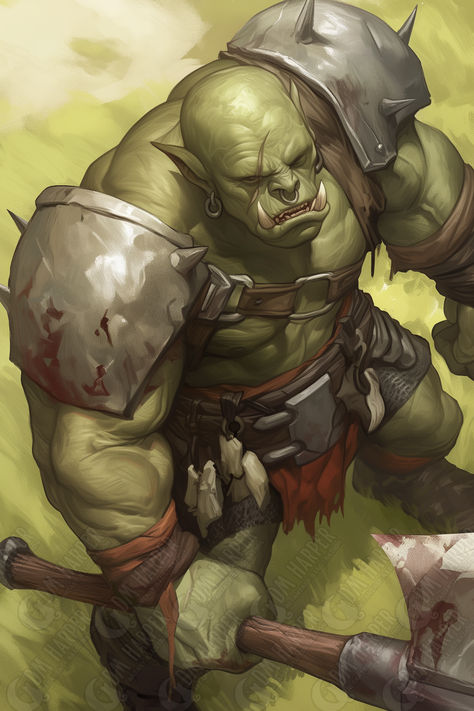 Orc Fantasy Art, Orc Rpg, Obsidian Crown, Orc Barbarian, Dnd Orc, Orc Warrior, Goblin Art, D D Character Ideas, Dungeons And Dragons Classes