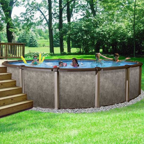 Riviera 54 in. Resin Above Ground Pool Oberirdischer Pool, Landscape Design Software, Pool Deck Plans, Swimming Pool Decks, Pool Landscape Design, Above Ground Pool Landscaping, Round Pool, Above Ground Pool Decks, Backyard Pool Landscaping