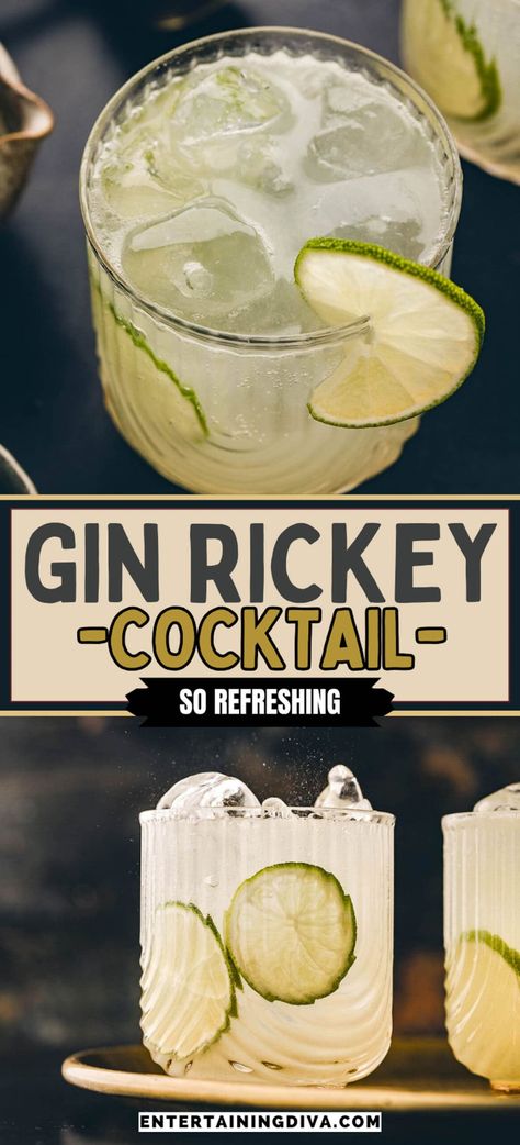 Gin Rickey Cocktail | Easy Recipes Gin And Tonic Variations, Gin Ricky, Gin And Juice Recipe, Gin Rickey Recipe, Rickey Cocktail, Gin And Tonic Recipe, Gin Rickey, Limeade Recipe, Jello Shot