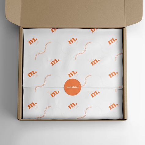 Totally loving Orange! 🧡 Tissue paper design for @meshieco #branddesigns #graphicdesigns #branddesignstudio ( Brand Design Studio, Graphic Design ) Tissue Paper Design Packaging, Tissue Paper Design, Orange Tissue Paper, Small Restaurant, Hotel Design, Custom Branding, Brand Designer, Paper Box, Brand Design