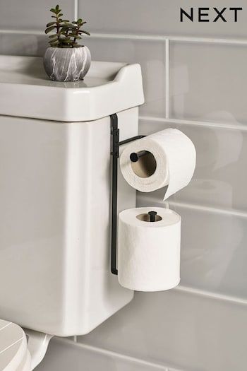 Toilet Roll Holders | Free Standing & Wall Mounted | Next UK Space Saving Toilet And Sink, Small Toilet Room Downstairs Loo, Tiny Toilet Room Ideas, Small Wc, Toilet Roll Holder Black, Understairs Toilet, Apartments Ideas, Small Space Bathroom Design, Cloak Room