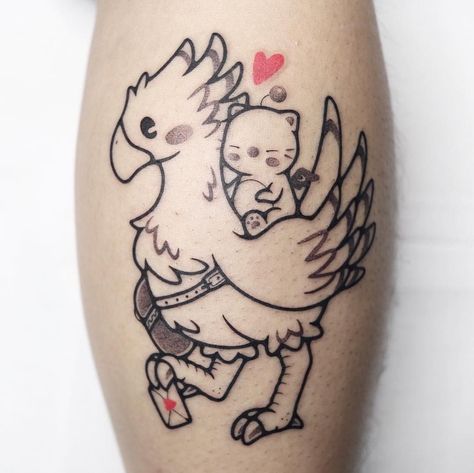 Chocobo Tattoo, Moogle Tattoo, Final Fantasy Tattoo, Comic Book Tattoo, Video Game Tattoos, Video Game Tattoo, Tattoo Filler, Batman Tattoo, Tattoo Heart