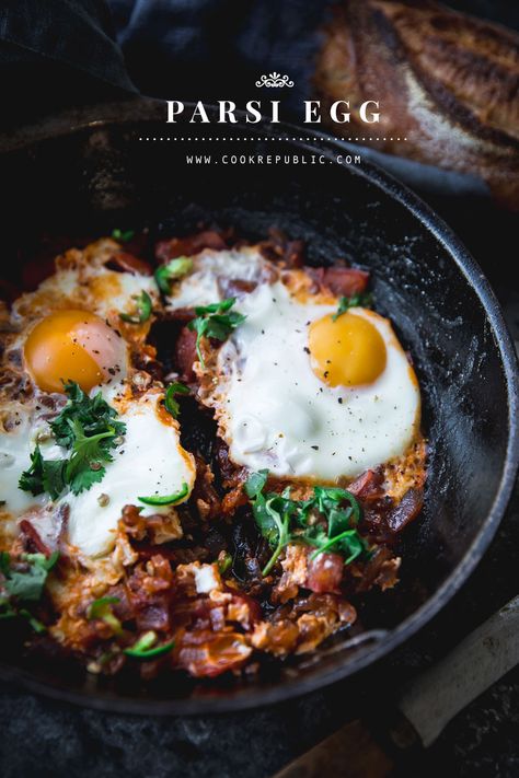 Parsi Egg - Cook Republic    //     red onion, tomato, ketchup, eggs, green cayenne pepper, cilantro Cilantro Eggs, Parsi Recipes, Quick Egg Recipes, Parsi Food, Egg Recipes For Kids, Egg Recipes For Dinner, Best Egg Recipes, Healthy Egg Recipes, Easy Egg Recipes