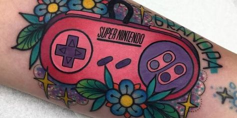 Xbox Controller Tattoo, Gamecube Tattoo, Game Controller Tattoo, Nintendo Tattoos, Controller Tattoo, Buddhist Symbol Tattoos, Nintendo Tattoo, Classic Consoles, Enough Tattoo