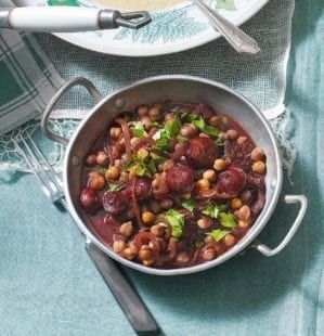 Spanish cocido recipe | delicious. magazine Cocido Recipe, Chickpea Chorizo, How To Cook Chorizo, Pork Bacon, Tapas Recipes, Hearty Casseroles, Grilled Sausage, Cooking Dishes, Spanish Cuisine