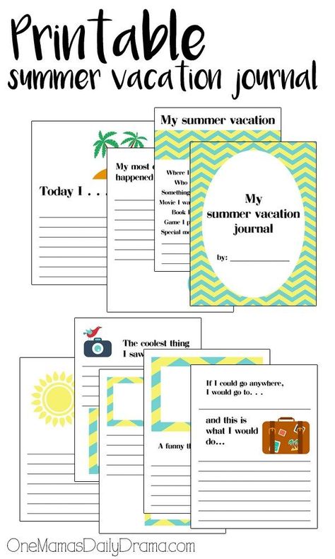 FREE Printable summer vacation journal for kids | How I spent my summer vacation, travel, road trip, kids activity, writing prompts, memories, keepsake Road Trip Kids, Vacation Journal, Travel Road Trip, Kids Travel Journal, Summer Journal, Journal For Kids, Road Trip Activities, Writing Prompts For Kids, First Day Of School Activities