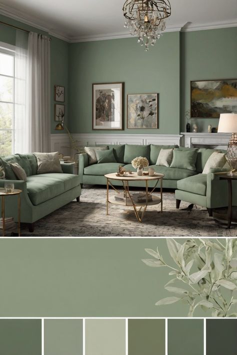 Are you looking for the perfect living room color for 2024? Discover why BM Fresh Sage (523) is the top pick. #ad    interior design service,sage green paint,home decoration ideas,interior design companies #Colortrend #wallpaint2024 #color2024  #DIYpainting #DIYhomedecor #Fixhome Green Living Room Color Scheme, Sage Living Room, Sage Green Living Room, Color Palette Living Room, Green Living Room, Green Interior Design, Fresh Sage, Perfect Sofa, Living Room Color Schemes