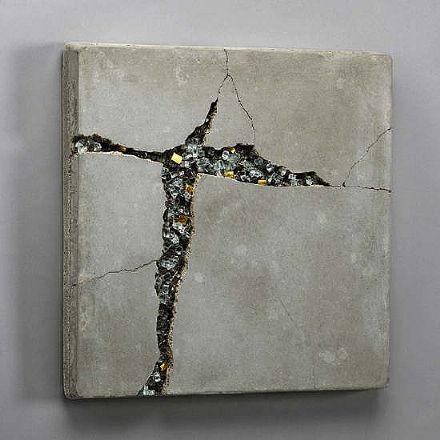 Cracked Concrete Art, Concrete Abstract Art, Concrete Canvas Art, Concrete Art Ideas, Kintsugi Art, Canvas For Beginners, Cement Art, Concrete Crafts, Cement Crafts