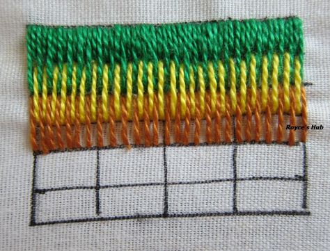 Long and Short Stitch  is a variant of Satin stitch, but its difference in technique and charm makes it a unique stitch altogether.  This s... Long Short Stitch, Couching Stitch, Stem Stitch, French Knot Stitch, Long And Short Stitch, Basic Embroidery, Feather Stitch, Redwork Embroidery, Basic Embroidery Stitches