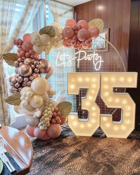 35th Birthday Party Decorations, 30 Backdrop Party Ideas, Celebrating 35th Birthday, 21 Marquee Numbers With Balloons, His 35th Birthday Ideas, 40th Birthday Marquee Ideas, Birthday Party At Home Decoration, Let’s Party Backdrop, 35 Theme Birthday Party